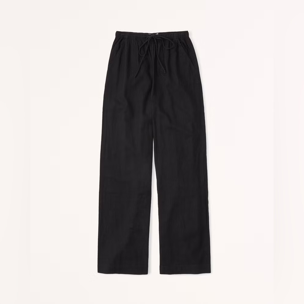 NWOT Abercrombie Women's Linen-Blend Pull-On Wide Leg Pant